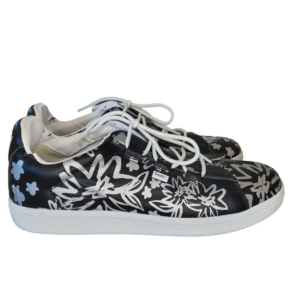 Goats Size 9‎ Sharpie Marker black Silver Leather Laceup Fashion Sneakers Slipon